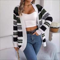 Suéteres estampados a rayas para mujer, cárdigan de moda de otoño - details 2