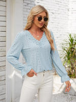 Ropa de calle informal elegante para mujer, camisetas lisas para mujer, ropa de moda para mujer, camisas Vintage para mujer, Top de primavera - details 4