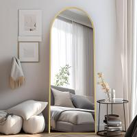 Cuerpo Entero Curvado, Espejos Grandes de Pared con Marco de Aluminio 161 x 52 cm, Espejo de Pie Inclinado o Colgante para Salón, Dormitorio, Entrada, Negro - details 7