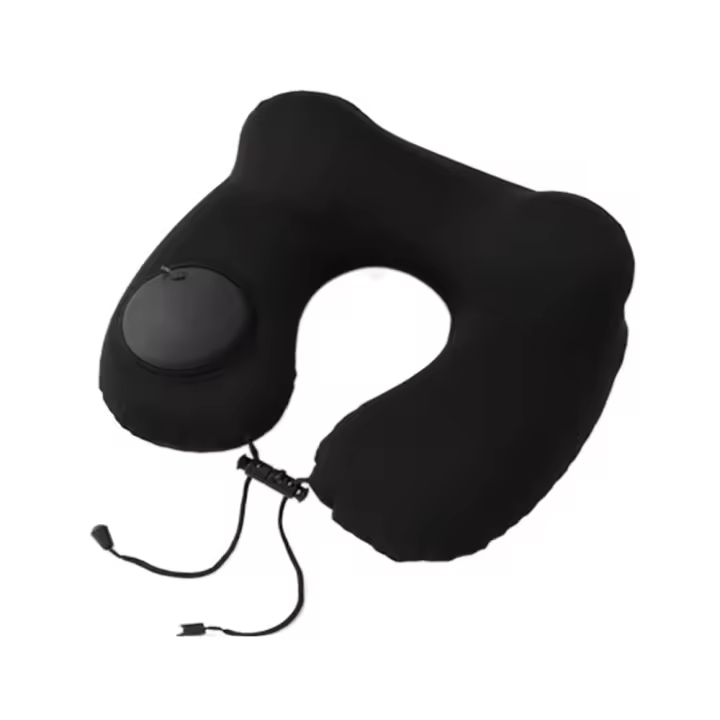 Almohada de viaje inflable en forma de U, cojín de soporte para el cuello con presión manual suave, almohadilla plegable para ahorrar espacio, almohadilla para el cuello para oficina/escuela - 1