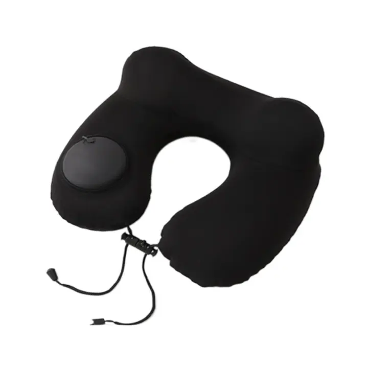 Almohada de viaje inflable en forma de U, cojín de soporte para el cuello con presión manual suave, almohadilla plegable para ahorrar espacio, almohadilla para el cuello para oficina/escuela - 1