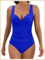 2024 ropa de playa lisa de una sola pieza plisada para mujer, nadadores, traje de baño para nadar, verano - details 19