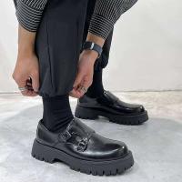 Vestido antideslizante de cuero genuino para hombre con suela gruesa y hebilla puntiaguda, cómodos zapatos de boda de otoño - details 4