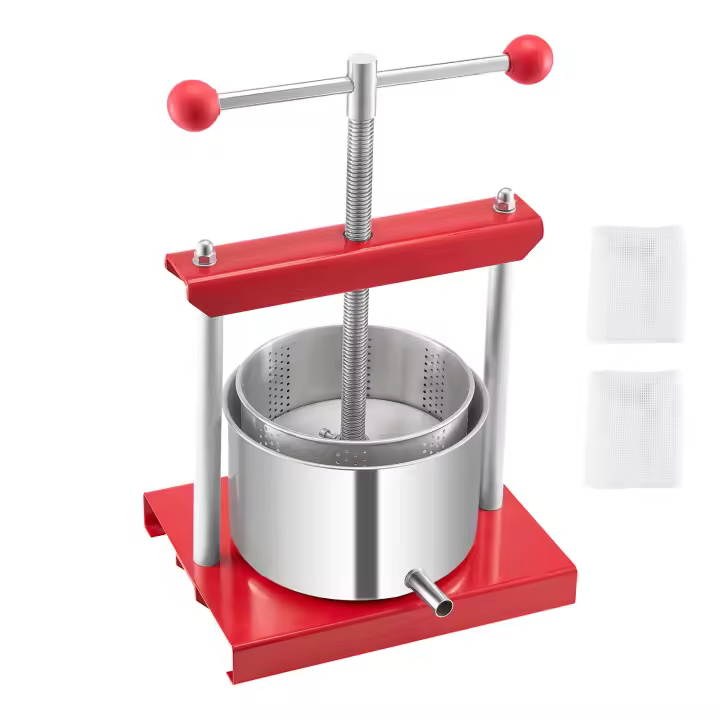 SucceBuy Prensa Manual para Vino de Frutas de 0,8 Gal/3L, Barriles Dobles de Acero Inoxidable, Exprimidor para Sidra, Manzana, Uva, Miel - 1