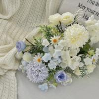 Ramo de rosas simuladas con bola bordada, ramo de mano de 44CM, bola de rosas artificiales, accesorios de fotografía para salón de bodas, decoración del hogar - details 13