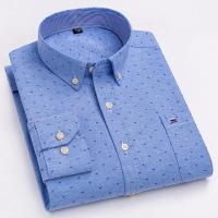Camisa a cuadros con botones de manga larga 100% algodón para hombre, camisas Oxford a rayas a cuadros con un solo bolsillo en el pecho para trabajo, informales, de ajuste estándar - details 13