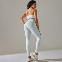 Conjunto de Yoga Sin Costuras para Mujeres Chaleco de Entrenamiento, Pantalones, Sujetador, Shorts de Gimnasio, Leggings de Correr de Cintura Alta Conjuntos Deportivos - details 17