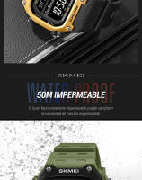 SKMEI-reloj deportivo para hombre, cronómetro con luz trasera, cuenta atrás, resistente al agua, 5bar, alarma - details 7