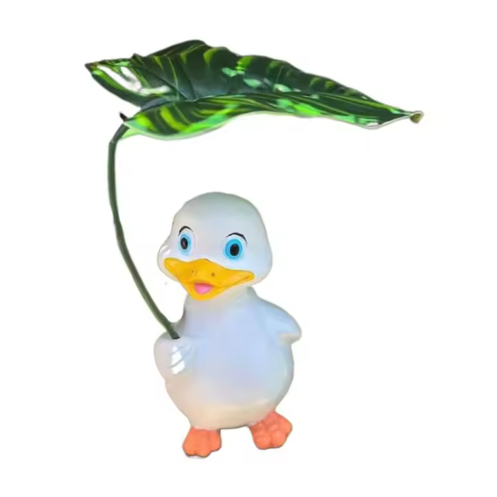 Adorno de paraguas de pato de dibujos animados artesanal, escultura de Animal impermeable, estatua de patos de resina para exteriores - 1