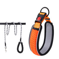 Collar de perro reflectante transpirable de seguridad nocturna, diseño antiestrangulamiento de nailon, Collar para mascota, cómoda y suave cuerda de tracción para viaje - details 8