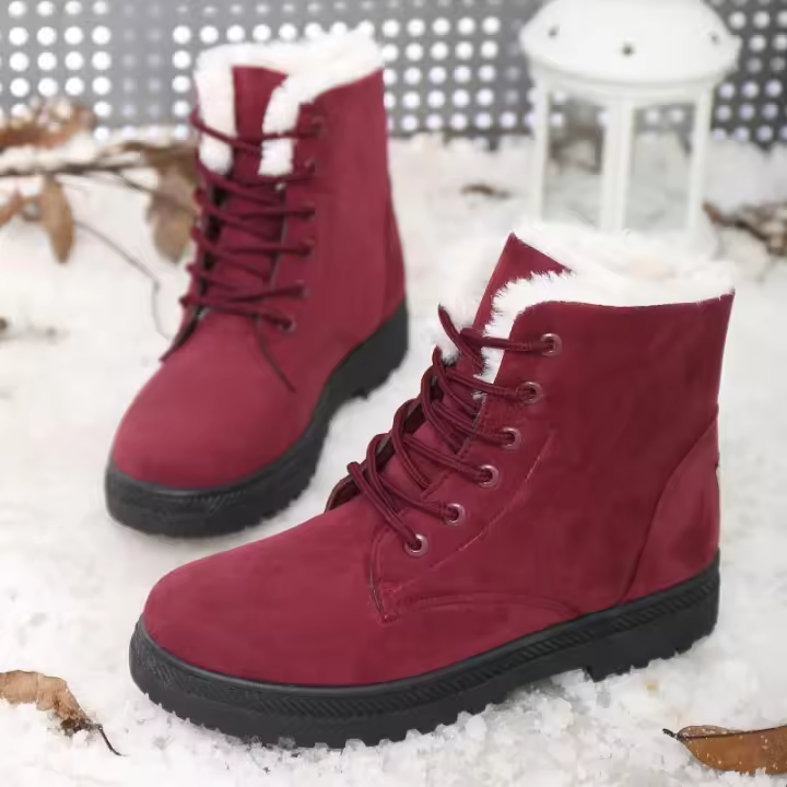 2025 Botas de nieve de mujer y cuero, zapatos de algodón, talla grande - 1
