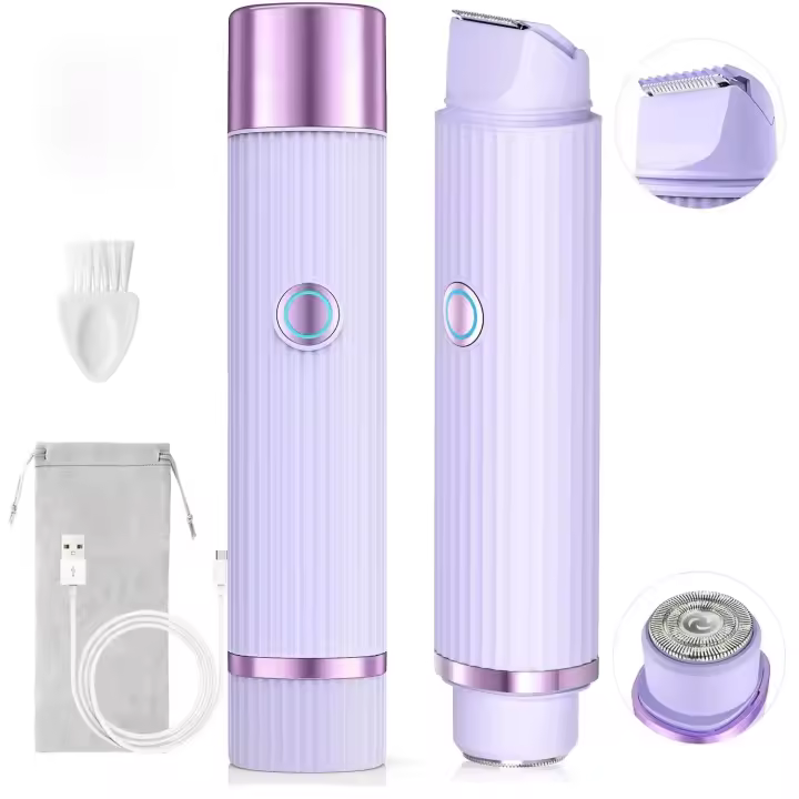 Afeitadora Eléctrica Mujer- 2 en 1 Impermeable Depiladora Mujer Zona Intima Inalámbrica Recortadora Mujer Zona Intima para Depilación Facial Sin Dolor de Bikini, Axilas, Piernas y Rostro - 1