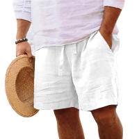 New Mens Cotton Solid Color Short Lightweight Gym Pants Linen Beach Shorts Men Jogging Sport Large Short Homme - details 2