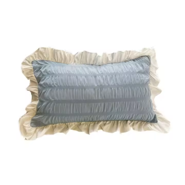 Funda de almohada con volantes de Color caramelo Simple, funda de almohada de princesa de estilo nórdico suave, toalla de almohada cómoda de 48x74cm para dormitorio de niñas, 2 uds. - 1