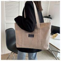Bolso de mano de tela de cáñamo para mujer, bolso de hombro espacioso, bolso de mensajero versátil con cierre de cremallera, con múltiples bolsillos, para lavar a mano o limpiar en seco - details 7
