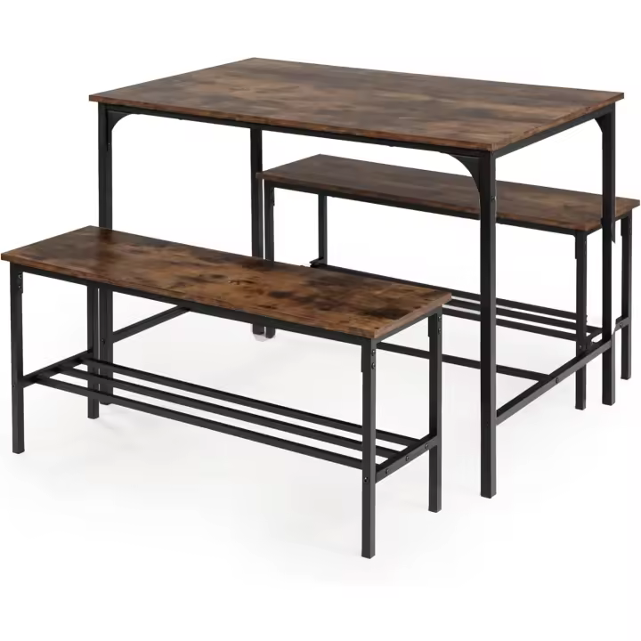 Mesa de Comedor de Estilo Industrial Marco de Acero y Madera 2 L100 cm Ideal para 4 Personas - 1
