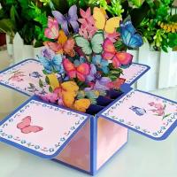 Tarjeta de felicitación de cumpleaños emergente 3D colorida, flor y mariposa, tarjetas de papel para el día de la madre, Tarjeta Única y divertida para el Día del Padre - details 1