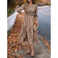 Primavera otoño nuevos vestidos de cuello redondo para mujer vestido de manga larga estampado A-line liquidación - details 2