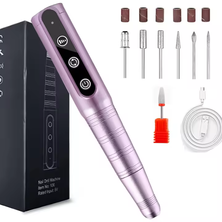 Kit profesional de taladro de uñas inalámbrico: lima portátil para uñas de gel acrílico, lima eléctrica compacta con 7 puntas, 3 velocidades, batería de 8 horas, bajo ruido y control de calor ‌ - 1