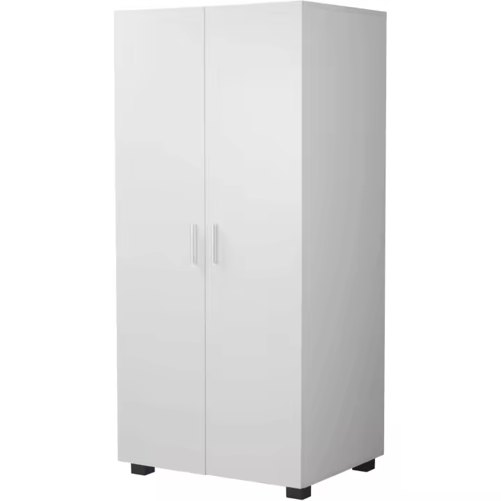 Armario de madera de 2 puertas para niños, dormitorio, barra de almacenamiento (blanco) - 1