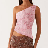 Mujeres Y2k Lentejuelas Sparkle Crop Tops Glitter Con Cuentas Rhinestone Slim Fit Tank Tops Sexy Un Hombro Asimétrico Chaleco Sin Espalda - details 1