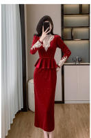 Vestido de noche de terciopelo ligero de lujo para mujer, estilo francés, para otoño e invierno, nuevo vestido de noche de alta gama con temperamento y corte ajustado, de un solo paso - details 11