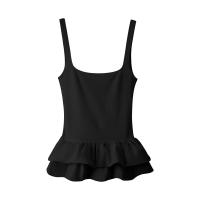 PB & ZA 2025 novedad de verano Costuras holgadas cuello cuadrado casual versátil camisola simple tops ropa de mujer - details 2