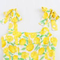 TRAFZA-Vestido corto sin hombros con estampado de frutas para mujer, minivestido elegante con cremallera, informal, con lazo, sin mangas, Verano - details 17