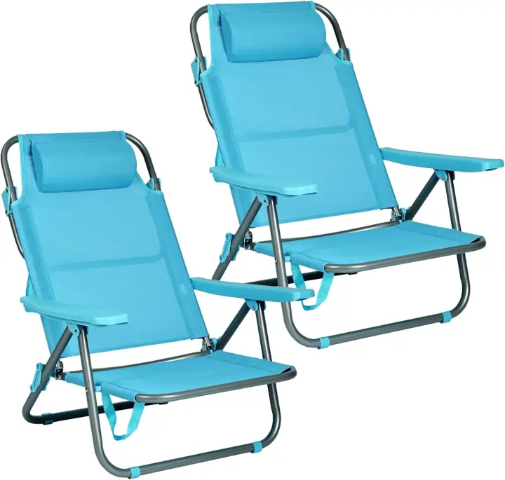 Sillas de Playa Rebanadas Plegables de Aluminio Ligero Portátiles para Jardín, Camping, Piscina, Terraza Transpirables, Resistentes - 1
