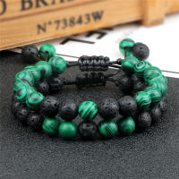 Pulsera de Piedra de Malaquita Verde Natural Encanto de Abalorios de Lava para Hombres y Mujeres - details 4