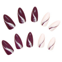 Uñas postizas elegantes con purpurina brillante, fáciles de quitar, para bodas, citas, té de la tarde - details 5