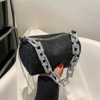 Bolso tipo cubo con diamantes de imitación de versión completa, bolso con bola de cadena brillante, mini bolso cruzado para mujer - details 8