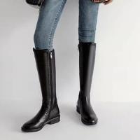 Botas hasta la rodilla para mujer, zapatos sencillos con cremallera, color negro, Otoño e Invierno - details 3