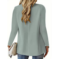 Moda Otoño Cárdigan Blazer de Manga Larga de Color Sólido para Mujeres - details 2