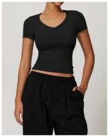 Tops de Yoga de lana a prueba de golpes para mujer, camiseta ajustada informal de manga corta para correr, Pilates, ropa de Fitness, Camiseta deportiva fina de secado rápido - details 16