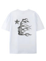 Camiseta de Verano Transpirable con Estampado de Cara Artística y Estrellas - details 6