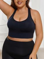 Sujetador deportivo sin costuras para mujer talla plus - Tejido transpirable y resistente, sin alambre, con almohadillas extraíbles, diseño de color sólido elegante para fitness y comodidad en la espalda, sostenes y bralettes de talla plus - details 10