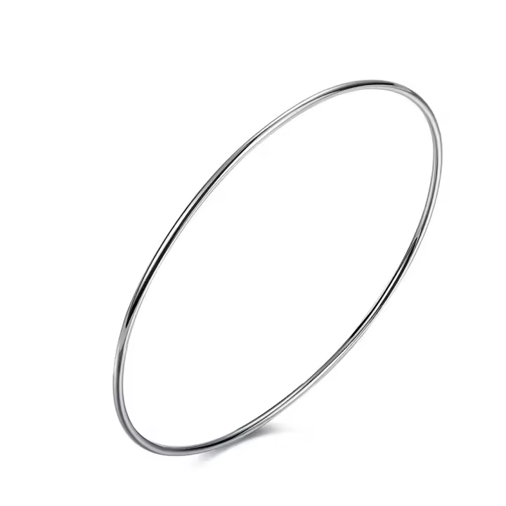 Pulsera Bangle de Plata Esterlina 925 Diseño Sencillo de Círculo Marca Popular para Mujeres - 1