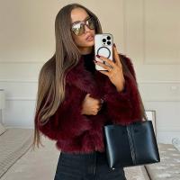 Abrigo Retro Borgoña con cuello abatible y mangas largas, abrigo corto y cálido, chaqueta holgada de piel sintética de Color sólido, abrigos de calle altos para mujer - details 10