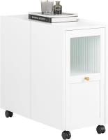 Mesa Auxiliar con 2 Estantes Consola Mesita de Noche con Ruedas Mesa Blanca Mesita 70 x 35 x 60 cm FBT34-W ES - details 26