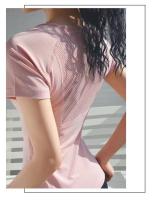 Alo yoga nuevo deporte camiseta mujeres verano yoga manga corta transpirable ropa de fitness speeddry running top de entrenamiento - details 8