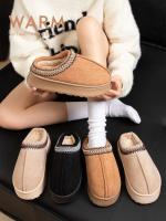 Pantuflas De Algodón Para El Hogar Para Parejas Invierno Con Suela Gruesa Y Color Sólido Cálidas Pantuflas De Algodón Con Terciopelo Antideslizantes - details 1