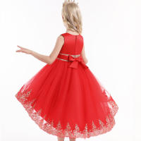 Vestido de niña elegante y moderno para princesa, con cola de malla y flores, ideal para presentaciones de piano. - details 24