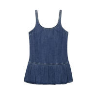 Vestido Plisado para Mujer OUWU Cuello Redondo, Sin Mangas, Cinturón, Dobladillo Suelto, Cremallera Invisible, Minifalda, Primavera Y Verano - details 1