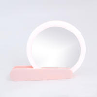 Espejo De Maquillaje Portátil Recargable Con Luz LED Rotativo Redondo Pequeño Y Plegable Para Viajes Espejo De Mano Con Luz USB - details 6