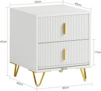 Mesita de Noche Mesa Auxiliar Mobiliario de Salón Moderno con 2 cajones L40xP40xH47 cm ES - details 37
