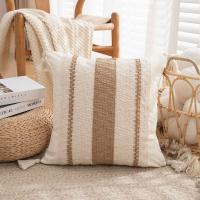 Funda de almohada bohemia de lino y algodón para decoración del hogar, funda de almohada nórdica de 45CM, funda de cojín con borlas estilo INS para sala de estar/oficina - details 7