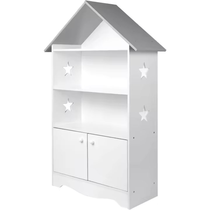 Librería Infantil para Niños con 3 Estanterías Abiertas, Librero Infantil para Habitación Organizador Multiusos, Estante de Libreria para Dormitorio Blanca - 1