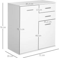 Aparador Armario de Cocina con 2 Puertas Buffet de Salón con 2 Cajones Estante Ajustable Estilo Moderno para Comedor 106x35x76cm Blanco Brillante - details 11