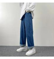 Pantalones vaqueros negros de pierna ancha para hombre, pantalones sueltos de pierna recta, marca de moda, pantalones largos de nueve puntos - details 1